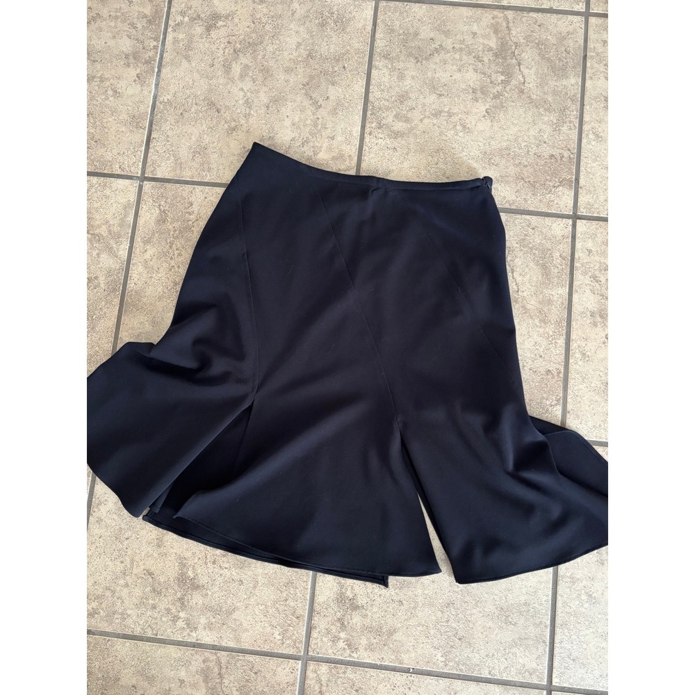 Culture NYC Black Flared Paneled Midi Skirt Size 10 Side Zip A-Line Workwear